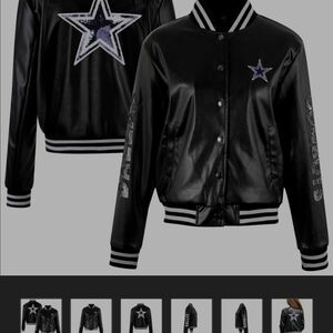 Women's Cuce Black Dallas Cowboys Vegan Leather Full-Snap Jacket